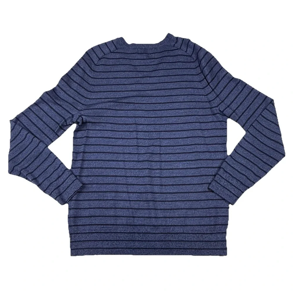 Banana Republic Baruffa Merino Wool Sweater Men's Large V Neck Blue Striped